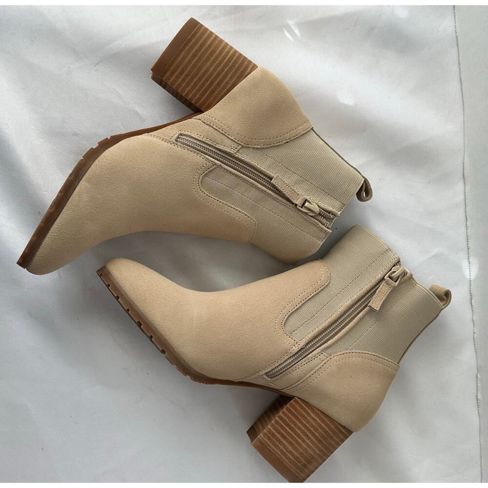Violet & Red Womens Loaded Knit Cuff Dress Booties Tan Size 9 NEW
